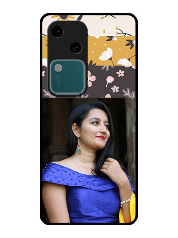 Custom Vivo V30 5G Custom Glass Phone Case - Stylish Floral Design