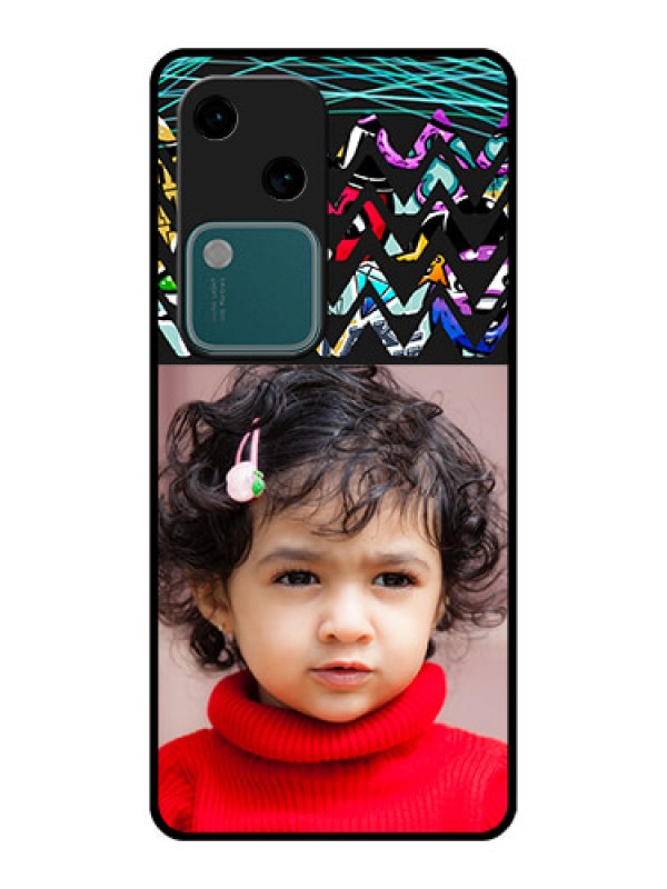 Custom Vivo V30 5G Custom Glass Phone Case - Neon Abstract Design