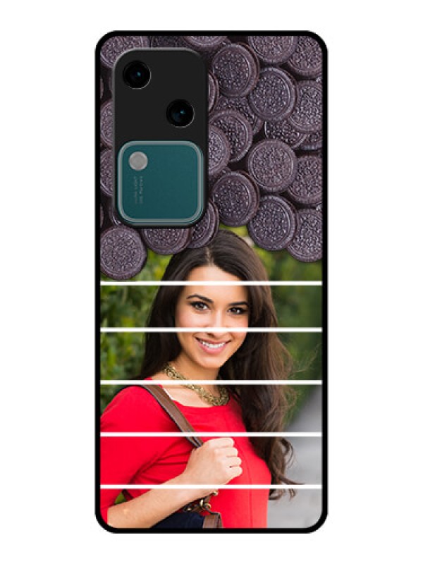 Custom Vivo V30 5G Custom Glass Phone Case - With Oreo Biscuit Design