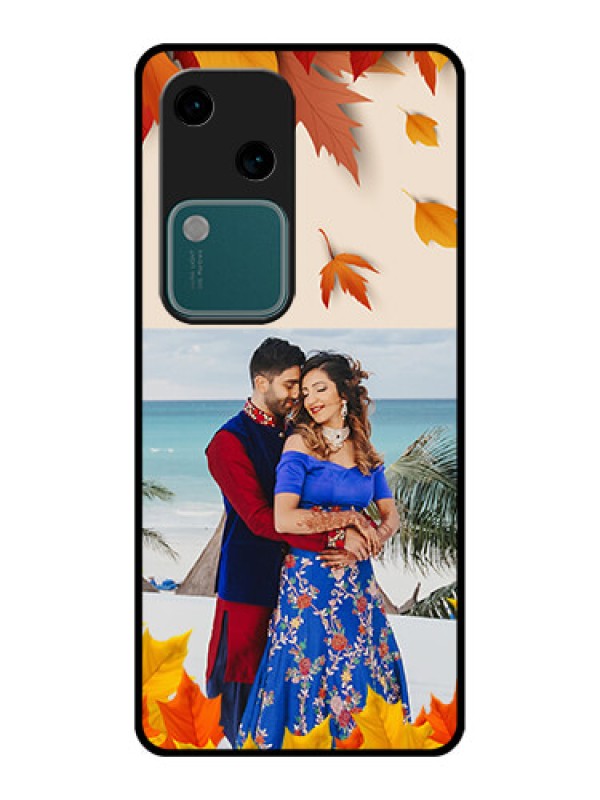 Custom Vivo V30 5G Custom Glass Phone Case - Autumn Maple Leaves Design