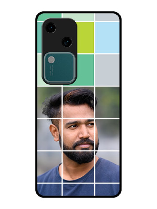 Custom Vivo V30 5G Custom Glass Phone Case - With White Box Pattern