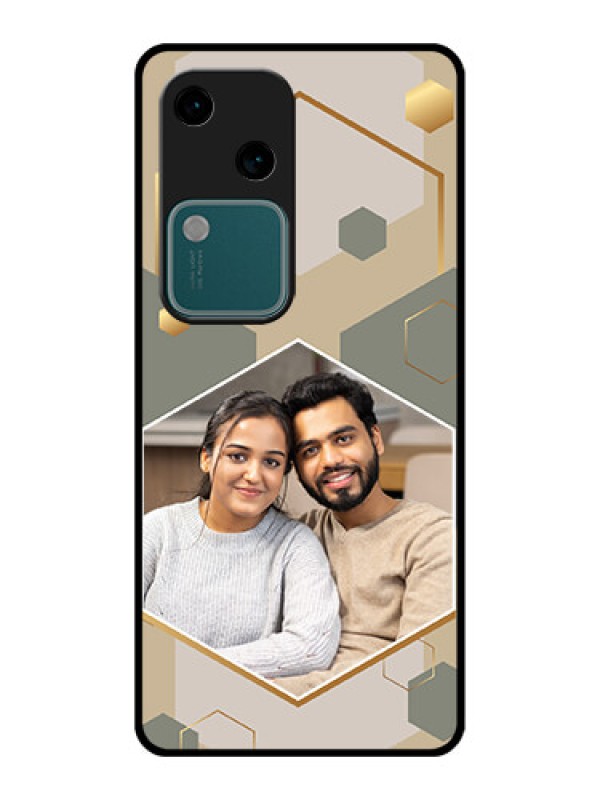 Custom Vivo V30 5G Custom Glass Phone Case - Stylish Hexagon Pattern Design