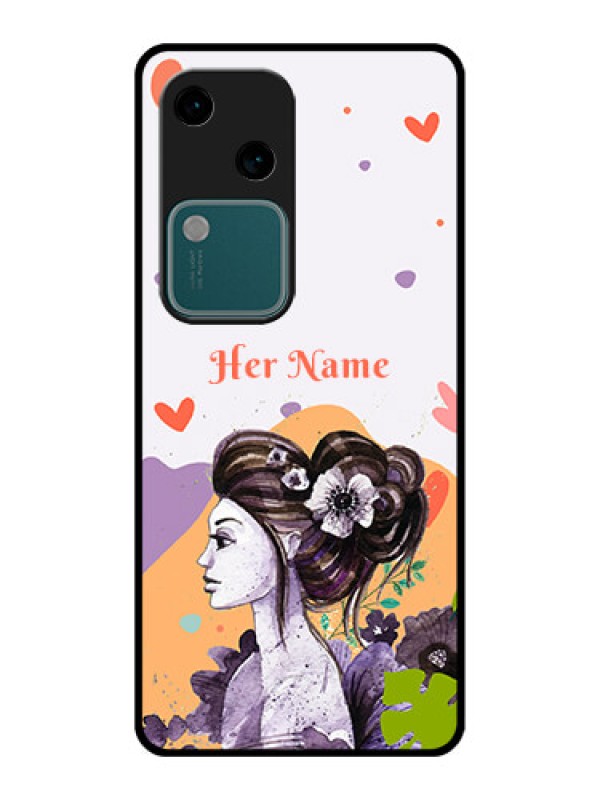 Custom Vivo V30 5G Custom Glass Phone Case - Woman And Nature Design