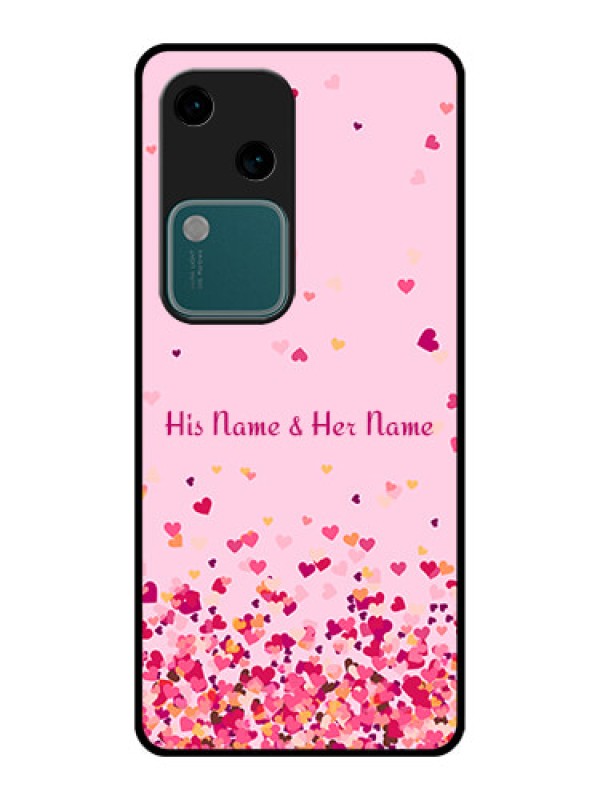 Custom Vivo V30 5G Custom Glass Phone Case - Floating Hearts Design