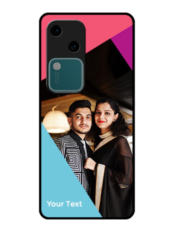 Custom Vivo V30 5G Custom Glass Phone Case - Stacked Triple Colour Design