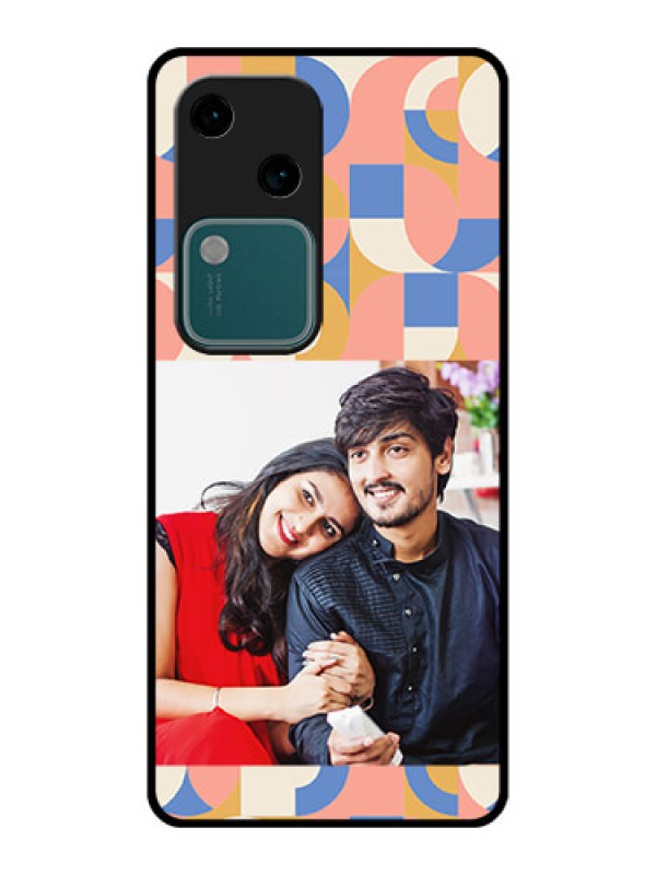 Custom Vivo V30 5G Custom Glass Phone Case - Semi - Circle Maze Pattern Design