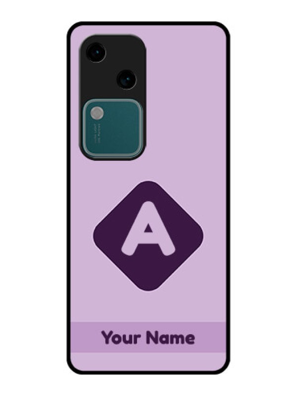 Custom Vivo V30 5G Custom Glass Phone Case - Custom Letter In Curved Badge Design