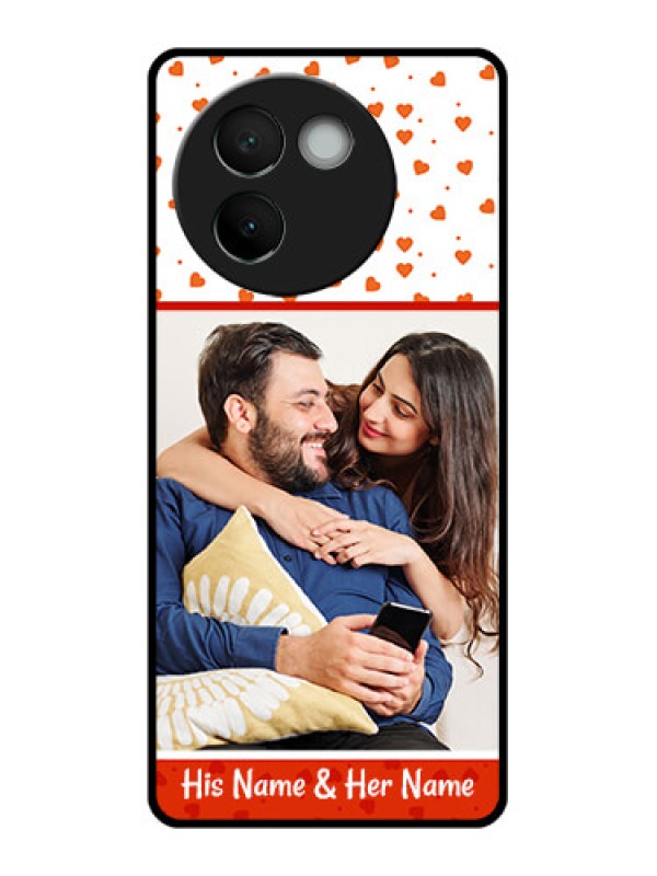 Custom Vivo V30E 5G Custom Glass Phone CaseOrange Love Symbol Design