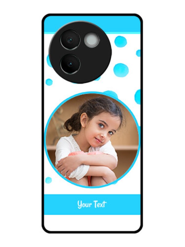 Custom Vivo V30E 5G Custom Glass Phone CaseBlue Bubbles Pattern Design