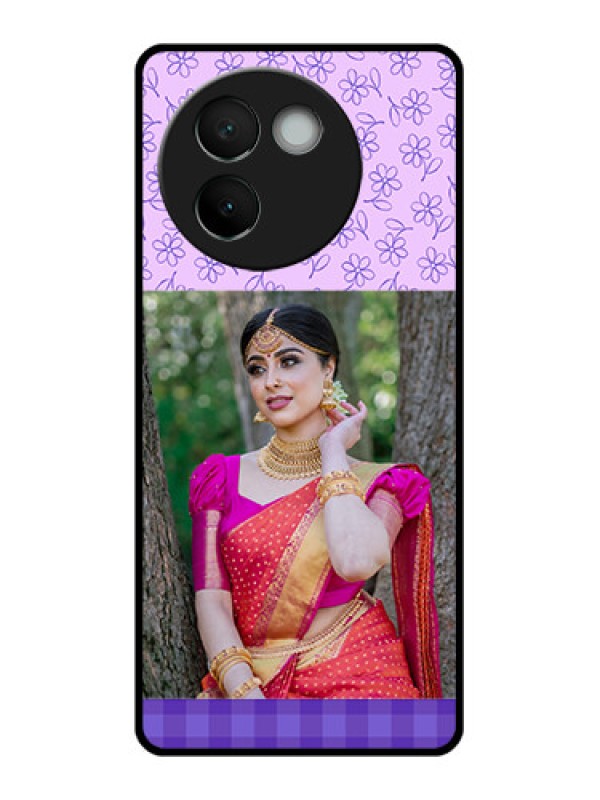 Custom Vivo V30E 5G Custom Glass Phone CasePurple Floral Design