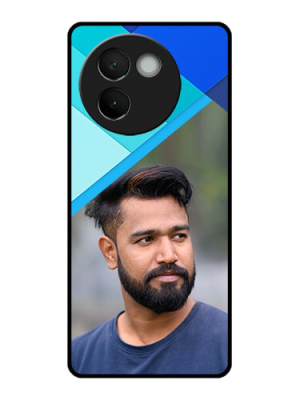 Custom Vivo V30E 5G Custom Glass Phone CaseBlue Pattern Design