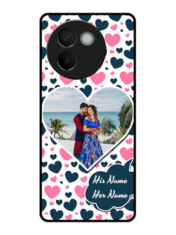 Custom Vivo V30E 5G Custom Glass Phone CasePink and Blue Heart Design