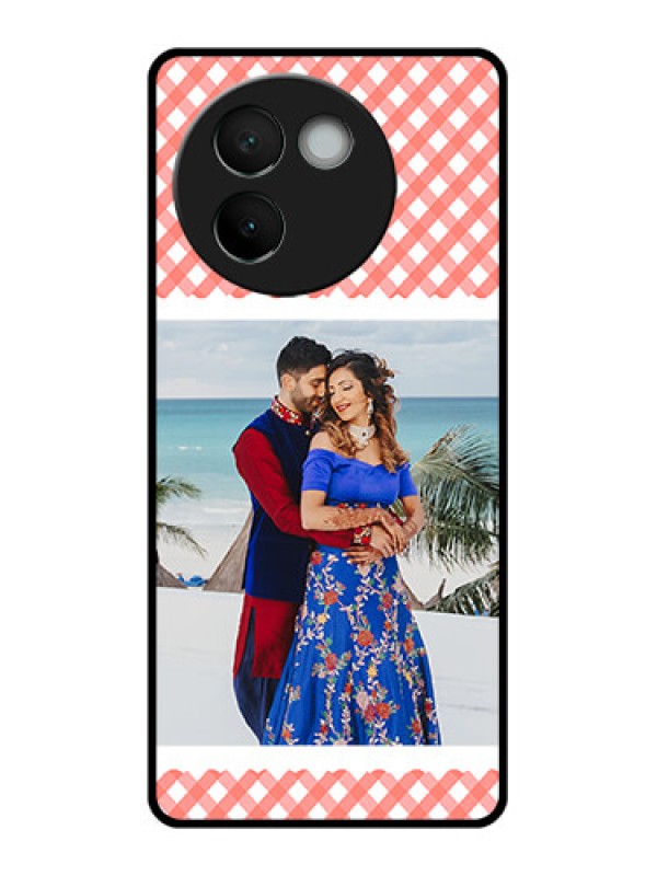 Custom Vivo V30E 5G Custom Glass Phone CasePink Pattern Design