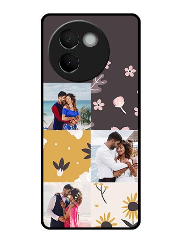 Custom Vivo V30E 5G Custom Glass Phone Case3 Images With Floral Design