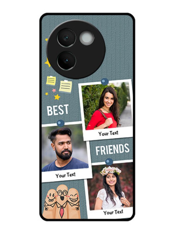Custom Vivo V30E 5G Custom Glass Phone CaseSticky Frames And Friendship Design