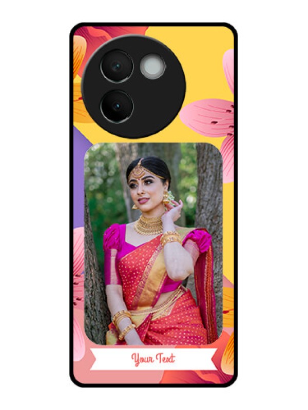Custom Vivo V30E 5G Custom Glass Phone Case3 Image With Vintage Floral Design
