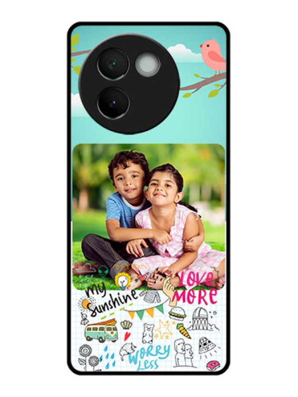 Custom Vivo V30E 5G Custom Glass Phone CaseDoodle Love Design