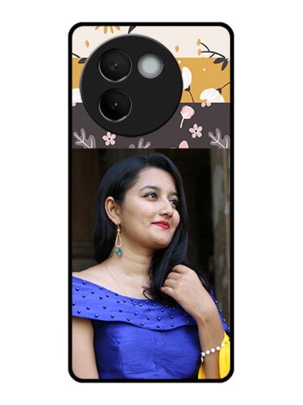Custom Vivo V30E 5G Custom Glass Phone CaseStylish Floral Design