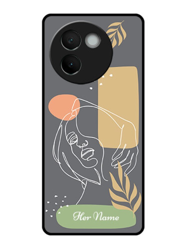 Custom Vivo V30E 5G Custom Glass Phone CaseGazing Woman Line Art Design