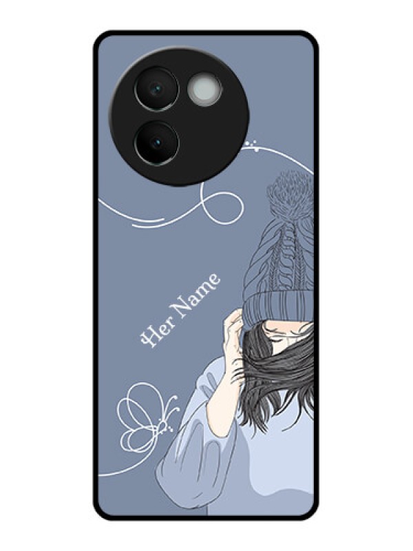 Custom Vivo V30E 5G Custom Glass Phone CaseGirl In Winter Outfit Design