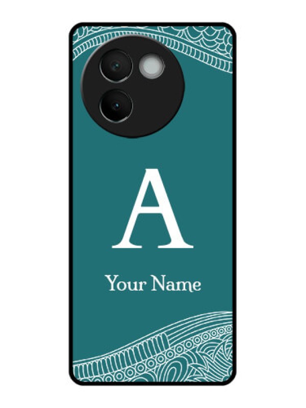 Custom Vivo V30E 5G Custom Glass Phone CaseLine Art Pattern With Custom Name Design