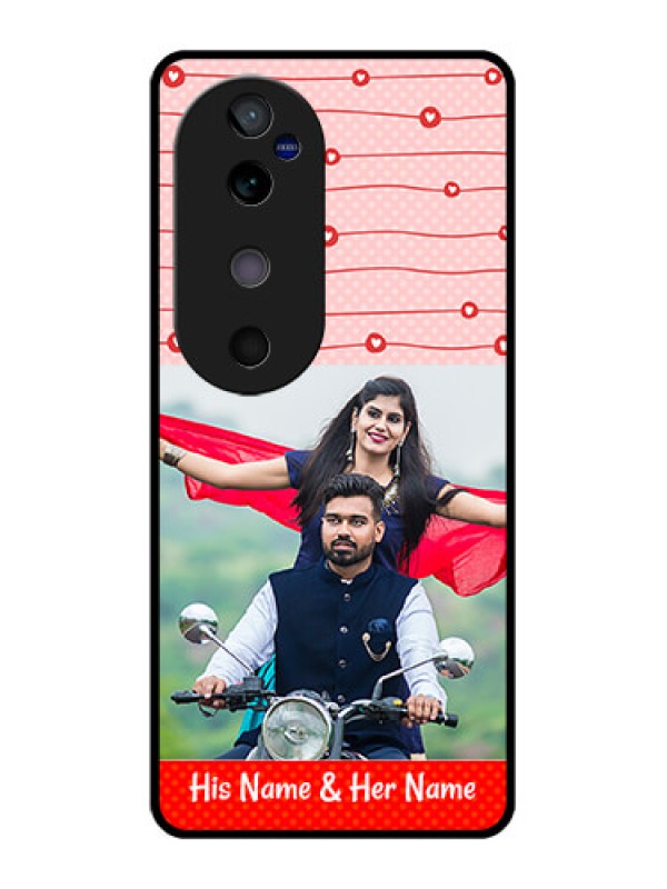 Custom Vivo V40 5G Custom Glass Phone CaseRed Pattern Case Design