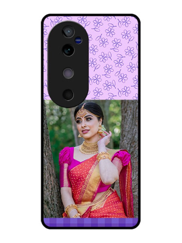 Custom Vivo V40 5G Custom Glass Phone CasePurple Floral Design