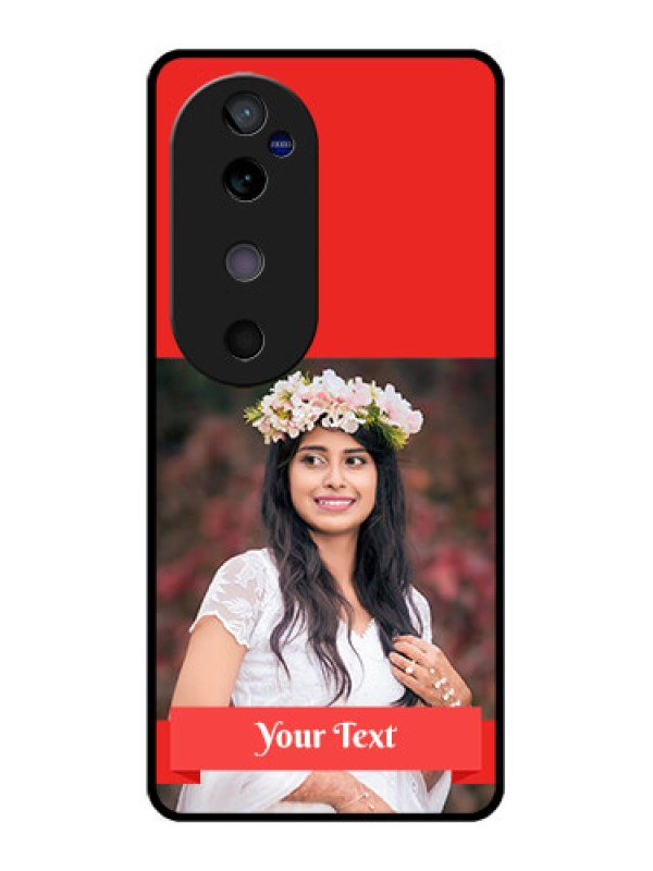 Custom Vivo V40 5G Custom Glass Phone CaseSimple Red Color Design