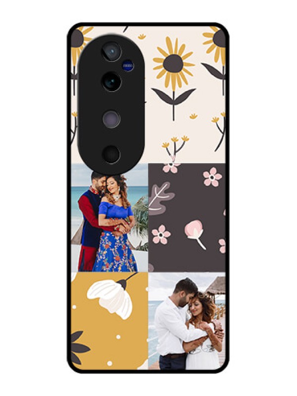 Custom Vivo V40 5G Custom Glass Phone Case3 Images With Floral Design