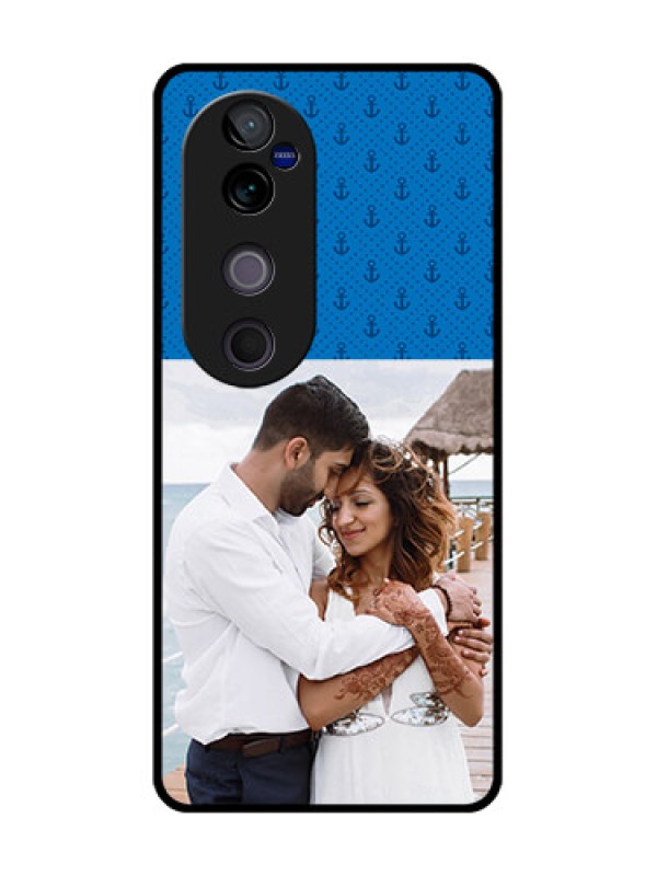Custom Vivo V40 Pro 5G Custom Glass Phone CaseBlue Anchors Design