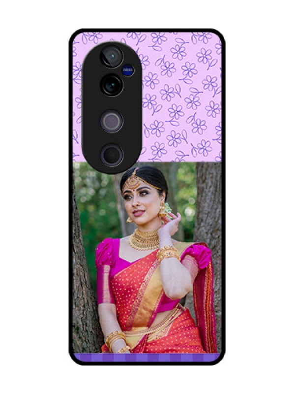 Custom Vivo V40 Pro 5G Custom Glass Phone CasePurple Floral Design