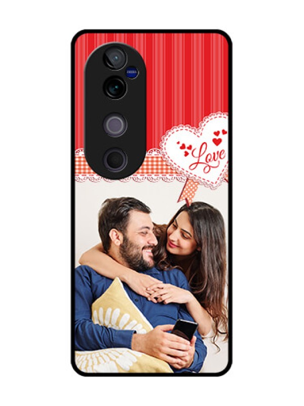 Custom Vivo V40 Pro 5G Custom Glass Phone CaseRed Love Pattern Design
