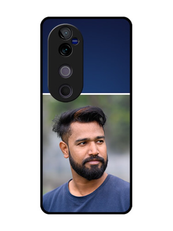 Custom Vivo V40 Pro 5G Custom Glass Phone CaseSimple Royal Blue Design
