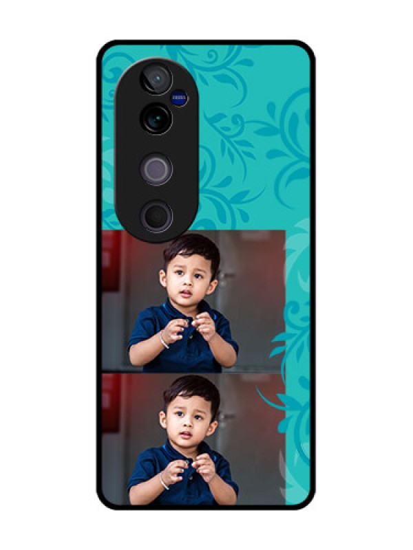 Custom Vivo V40 Pro 5G Custom Glass Phone CaseWith Photo And Green Floral Design