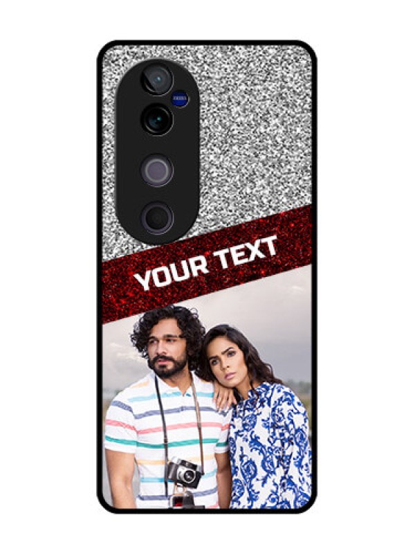 Custom Vivo V40 Pro 5G Custom Glass Phone CaseImage Holder With Glitter Strip Design