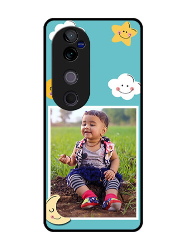 Custom Vivo V40 Pro 5G Custom Glass Phone CaseSmiley Kids Stars Design