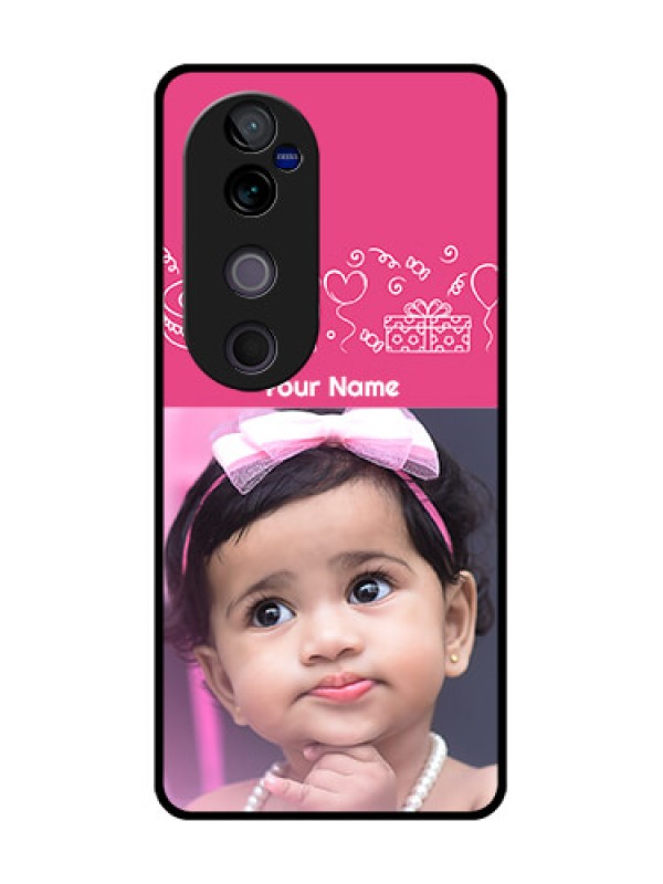 Custom Vivo V40 Pro 5G Custom Glass Phone CaseWith Birthday Line Art Design
