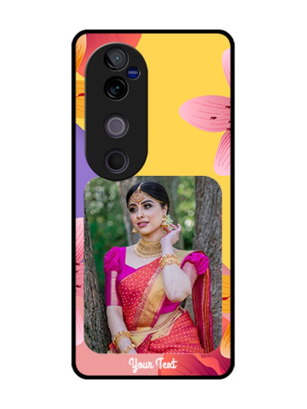 Custom Vivo V40 Pro 5G Custom Glass Phone Case3 Image With Vintage Floral Design