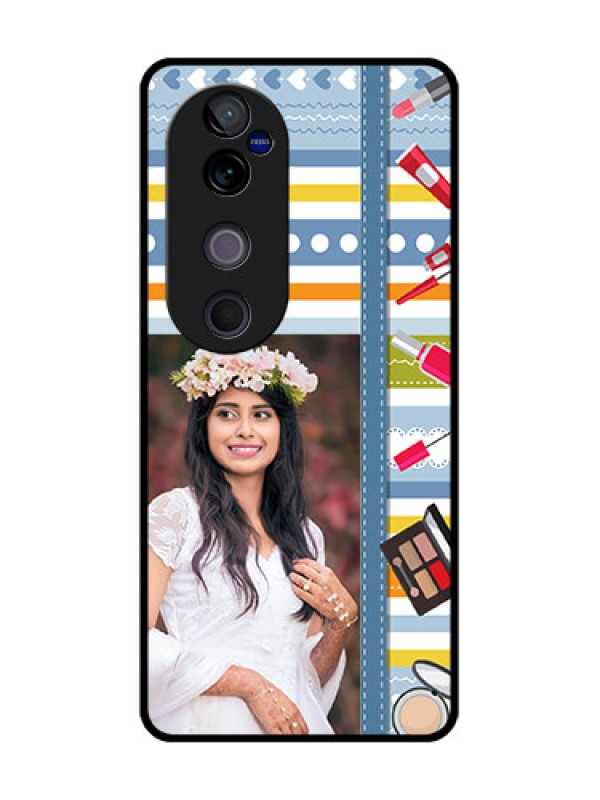 Custom Vivo V40 Pro 5G Custom Glass Phone CaseMakeup Icons Design