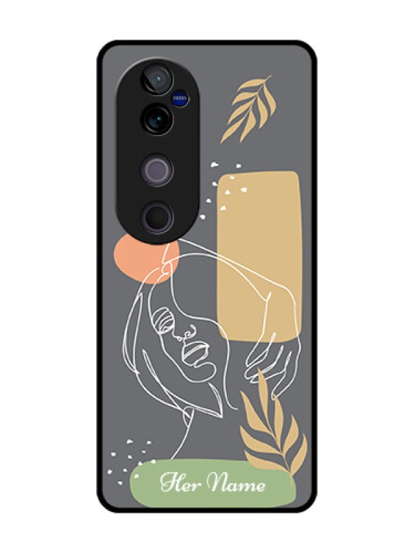 Custom Vivo V40 Pro 5G Custom Glass Phone CaseGazing Woman Line Art Design