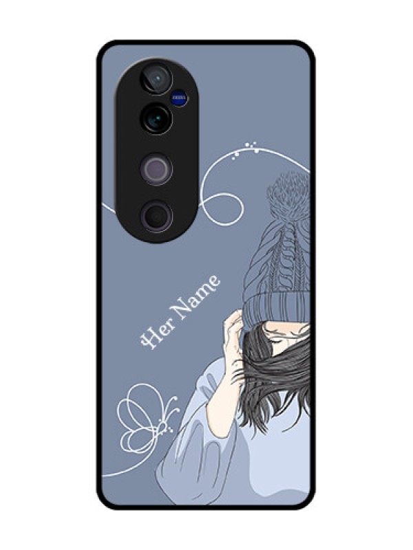 Custom Vivo V40 Pro 5G Custom Glass Phone CaseGirl In Winter Outfit Design