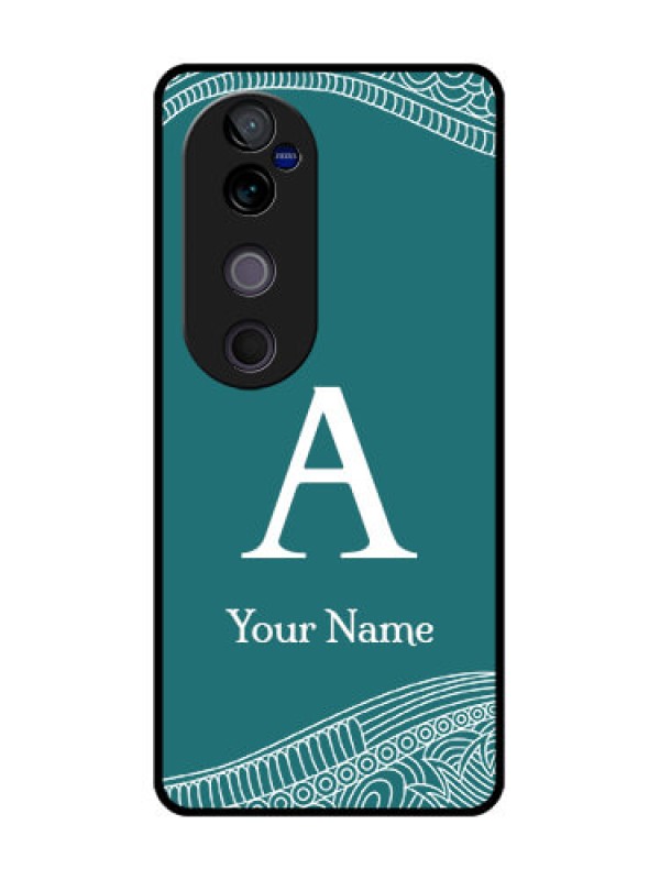Custom Vivo V40 Pro 5G Custom Glass Phone CaseLine Art Pattern With Custom Name Design