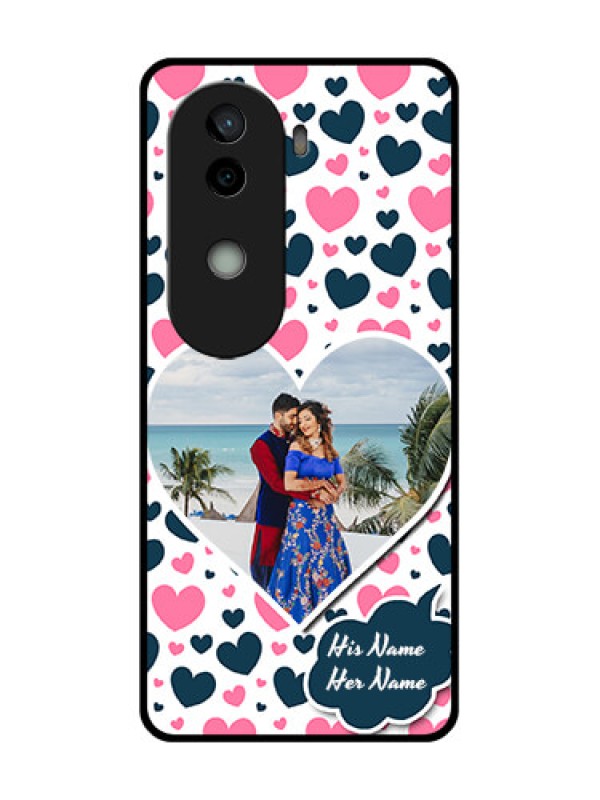 Custom Vivo V40e 5G Custom Glass Phone CasePink and Blue Heart Design