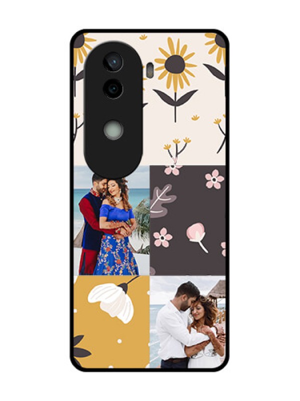 Custom Vivo V40e 5G Custom Glass Phone Case3 Images With Floral Design