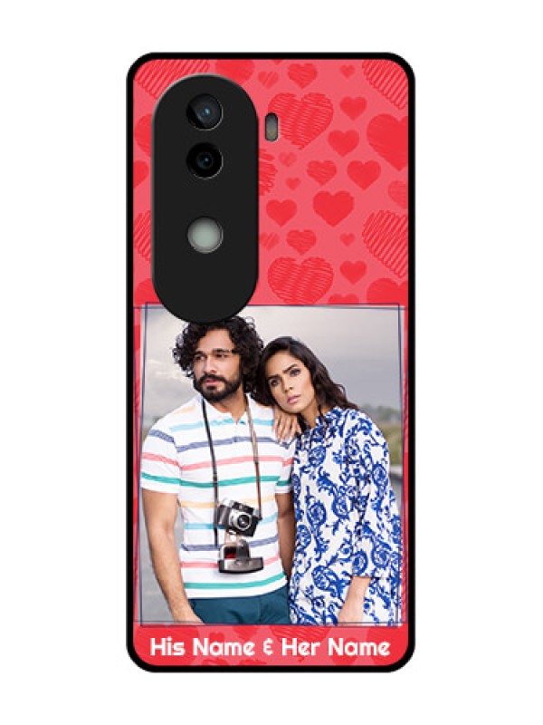 Custom Vivo V40e 5G Custom Glass Phone CaseWith Red Heart Symbols Design