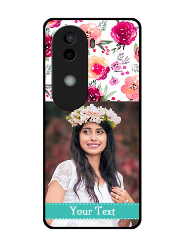 Custom Vivo V40e 5G Custom Glass Phone CaseWater Colors Floral Design