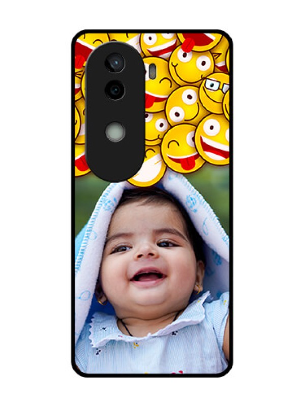 Custom Vivo V40e 5G Custom Glass Phone CaseWith Smiley Emoji Design