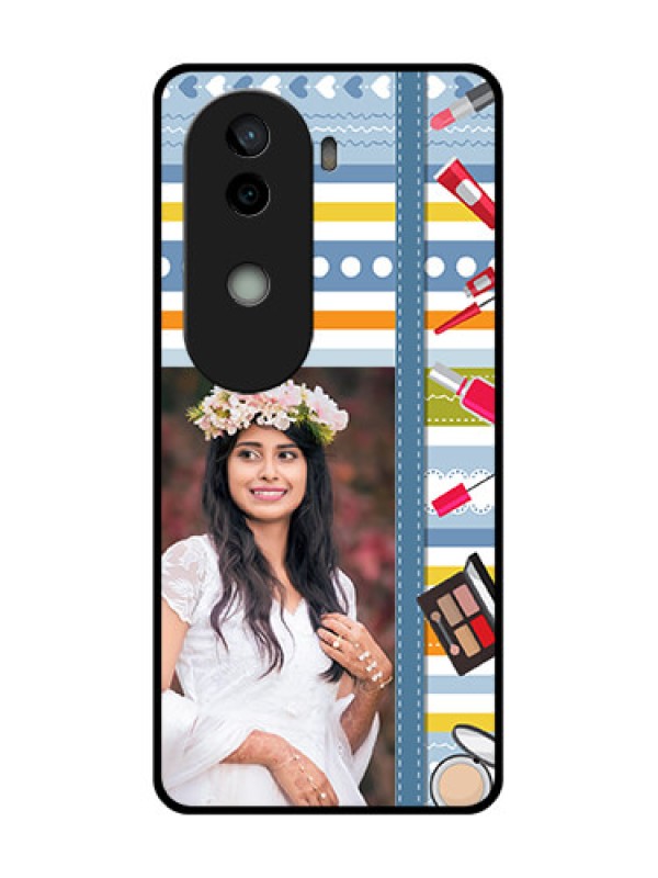 Custom Vivo V40e 5G Custom Glass Phone CaseMakeup Icons Design