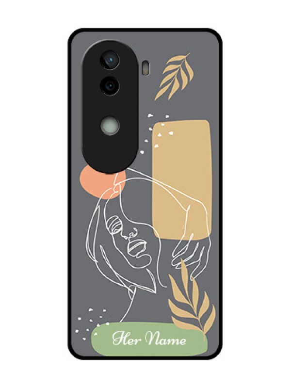 Custom Vivo V40e 5G Custom Glass Phone CaseGazing Woman Line Art Design
