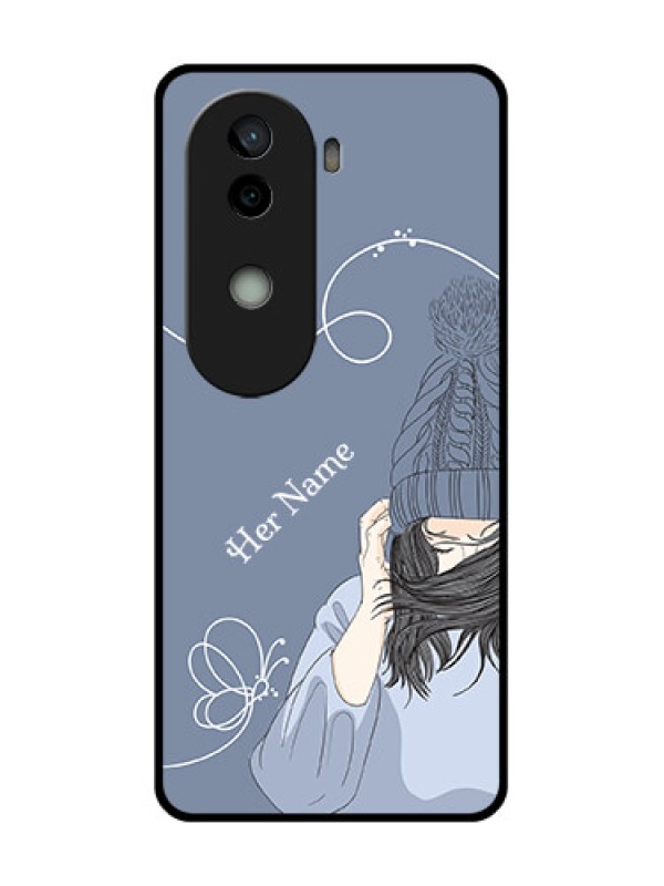 Custom Vivo V40e 5G Custom Glass Phone CaseGirl In Winter Outfit Design